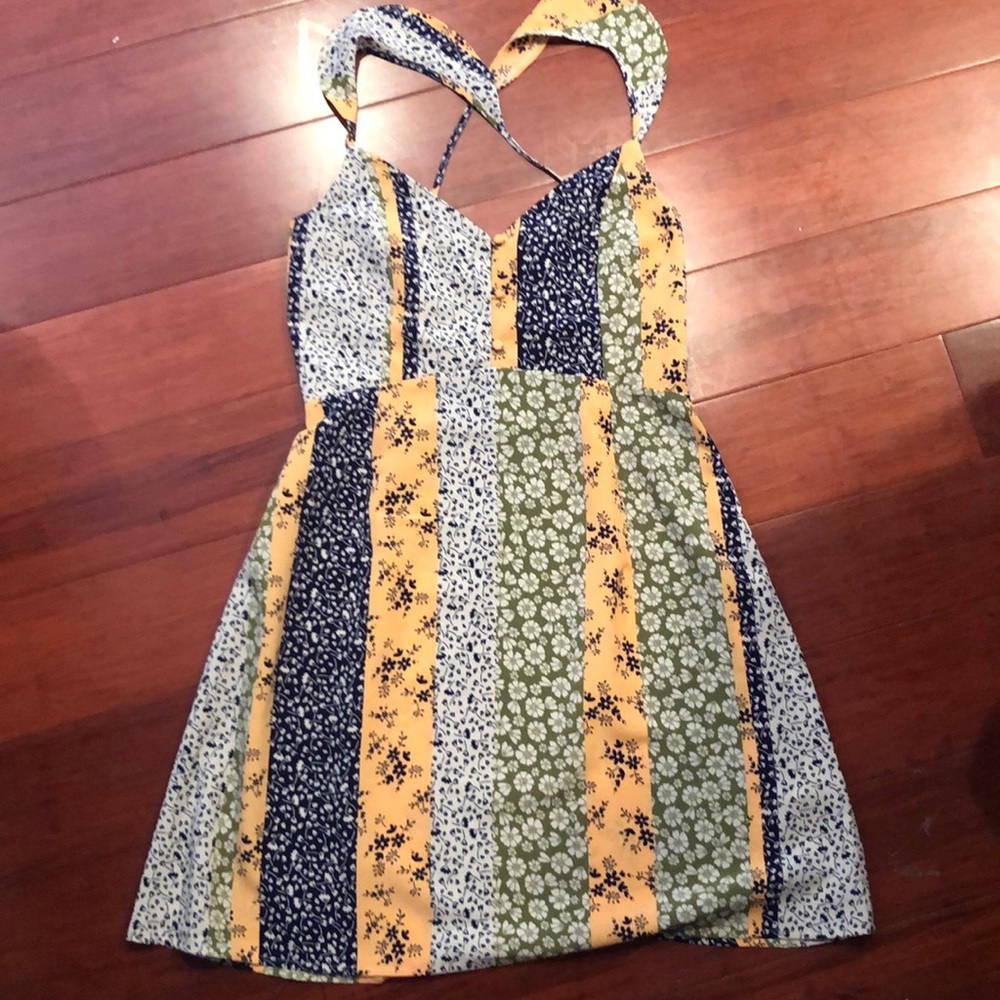 Cross Cross Back Floral Dress
